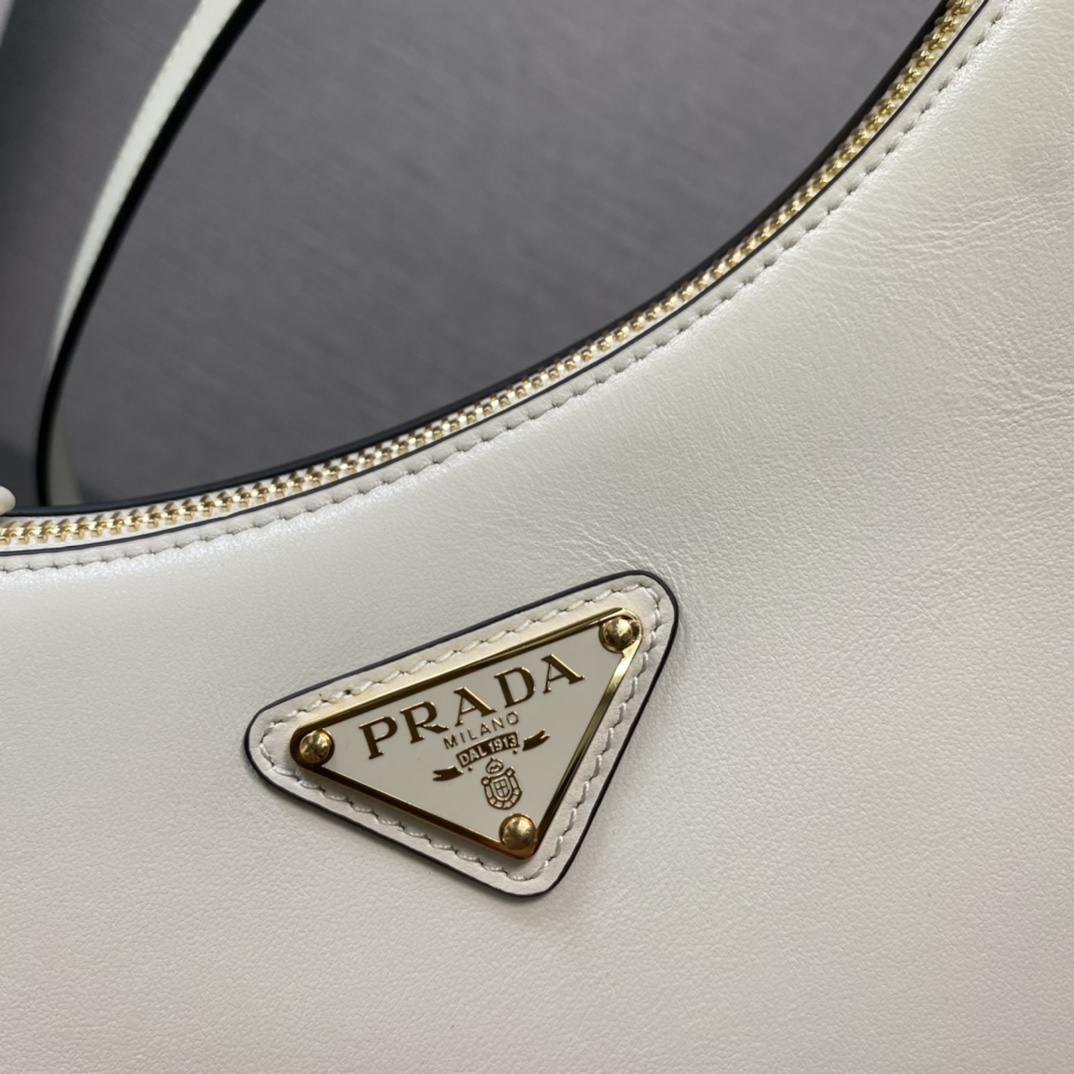 Prada Arque Leather Shoulder Bag Handbag White 1BC194